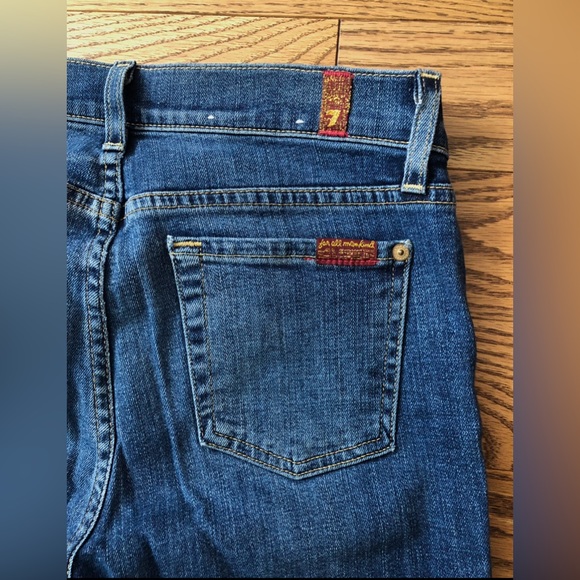 7 For All Mankind “Cropped Boot” Kick Flare Blue Jeans | Size 25 - Picture 4 of 5